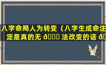 八字命局人为转变（八字生成命注定是真的无 🐅 法改变的话 🐱 ）